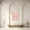 pink_1_vertical Large Pastel Abstract Portrait – Textured Modern Woman Face Wall Art - #17L