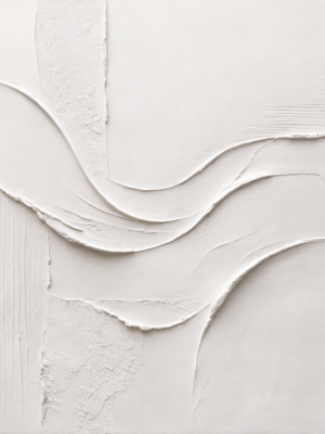 Modern White Plaster Wall Art – Luxury Minimal Textured Abstract Painting - 32"