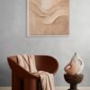 Modern Earth Tone Plaster Wall Art – Textured Abstract Canvas in Warm Beige and Terracotta - 40"