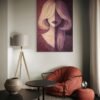 Large Modern Abstract Portrait – Split Face Woman in Plum and Caramel Tones - #18L