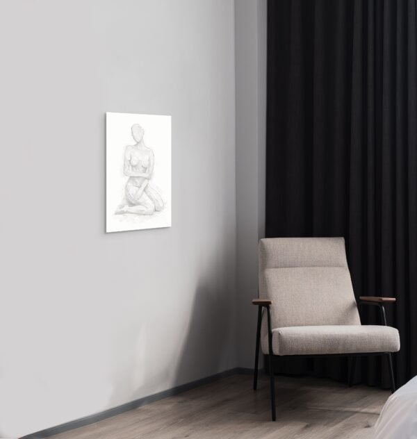 signora (2) Contemporary White Nude Art – Elegant Textured Female Figure Canvas for Modern Interiors - 24"