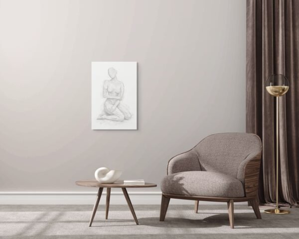 signora Contemporary White Nude Art – Elegant Textured Female Figure Canvas for Modern Interiors - 24"