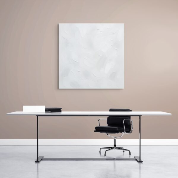 White Textured Abstract Wall Art – Minimalist Plaster Canvas for Modern Neutral Interiors