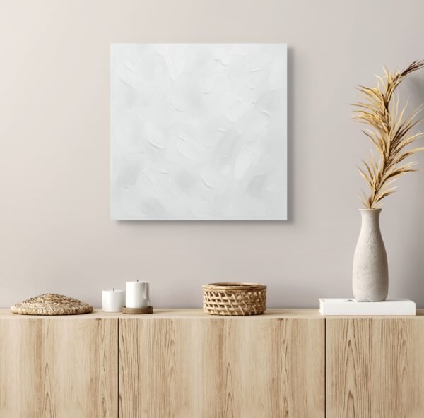 White Textured Abstract Wall Art – Minimalist Plaster Canvas for Modern Neutral Interiors