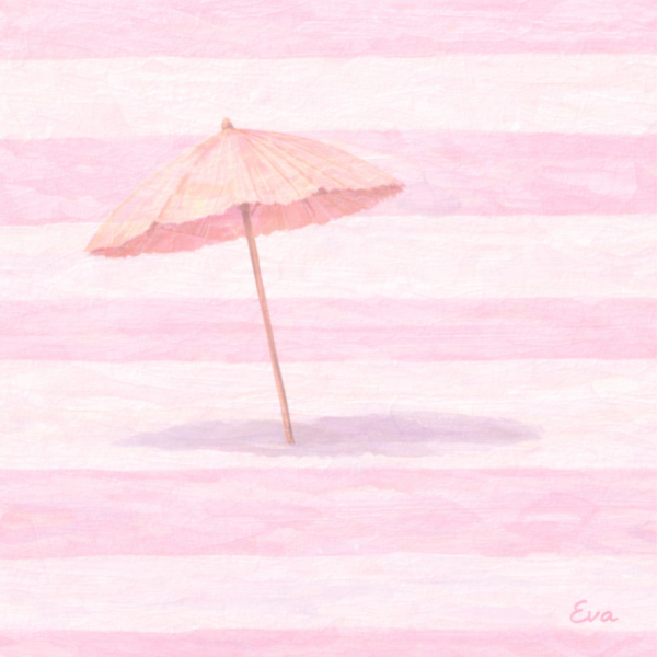 Blush Striped Beach Umbrella Minimal Pastel Teen Canvas Blush pink and white striped beach umbrella minimal pastel summer wall art canvas for teen girls room