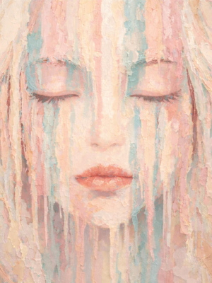 Large Pastel Abstract Portrait Textured Modern Woman Face Large pastel abstract portrait