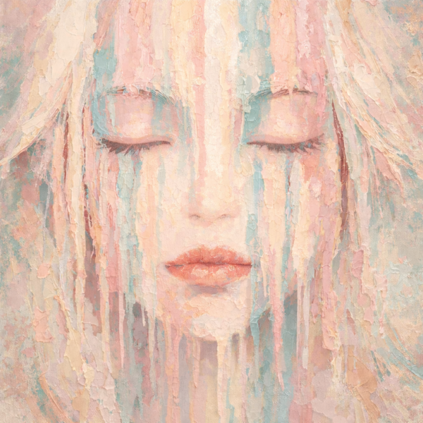 Large Pastel Abstract Portrait Textured Modern Woman Face Large pastel abstract portrait