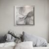 wave (2) Minimalist White and Grey Plaster Wall Art – Modern Textured Neutral Canvas for Luxury Interiors - 32"