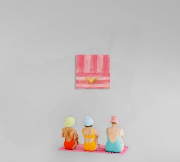 yello_bottom_bikini Modern Pop Summer Canvas Wall Art – Yellow Bikini on Pink Textured Background - #1E