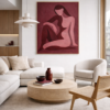 Burgundy again 1 Burgundy Abstract Nude Woman Painting – Modern Feminine Minimalist Canvas Wall Art - #24L