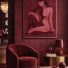 Burgundy again Burgundy Abstract Nude Woman Painting – Modern Feminine Minimalist Canvas Wall Art - #24L