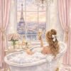 Luxury pink bath oil painting on canvas