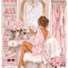 Luxury Pink Vanity Oil Painting on Canvas – Teen Girl Dressing Room Wall Art Luxury pink vanity oil painting on canvas