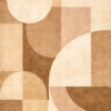 large mid-century geometric canvas with neutral mocha mousse tones and textured modern shapes