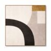 Minimalist neutral arch abstract canvas with beige geometric forms and bold black curved arch contemporary wall art