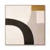 Minimalist neutral arch abstract canvas with beige geometric forms and bold black curved arch contemporary wall art