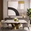 Minimalist Neutral Arch Abstract Canvas – Large Contemporary Beige & Black Wall Art - 9GS