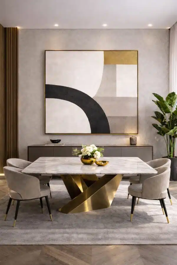 Minimalist Neutral Arch Abstract Canvas – Large Contemporary Beige & Black Wall Art - 9GS