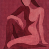 Burgundy Abstract Nude Woman Painting – Modern Feminine Minimalist Canvas Wall Art Burgundy abstract nude woman painting featuring a minimalist feminine silhouette in deep wine and rose tones, modern contemporary canvas wall art for elegant interiors.