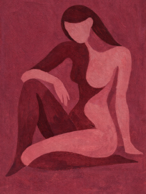Burgundy Abstract Nude Woman Painting – Modern Feminine Minimalist Canvas Wall Art Burgundy abstract nude woman painting featuring a minimalist feminine silhouette in deep wine and rose tones, modern contemporary canvas wall art for elegant interiors.