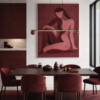 burgundy scene 2 Burgundy Abstract Nude Woman Painting – Modern Feminine Minimalist Canvas Wall Art - #24L