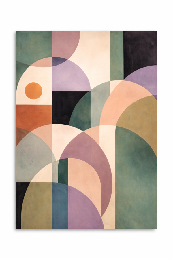 Mid-Century Modern Geometric Shapes Abstract Painting Mid-century modern geometric shapes abstract painting