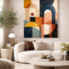 century scene 2 Mid-Century Inspired Abstract Geometry Art – Modern Contemporary Painting -#1GS