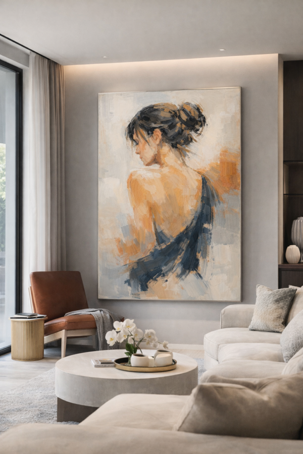 Large Contemporary Woman Figure Canvas – Feminine Portrait Wall Art - #28L