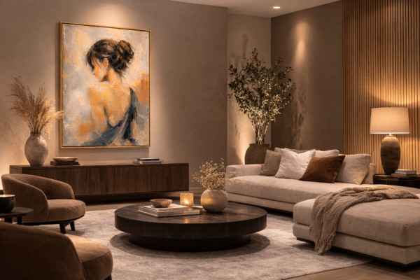 Large Contemporary Woman Figure Canvas – Feminine Portrait Wall Art - #28L