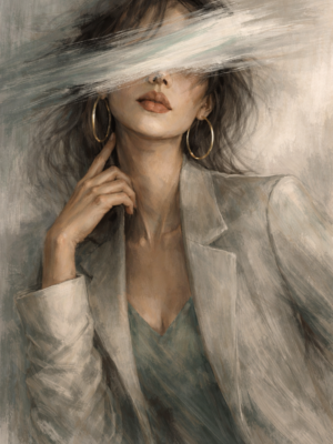 Modern editorial woman portrait canvas