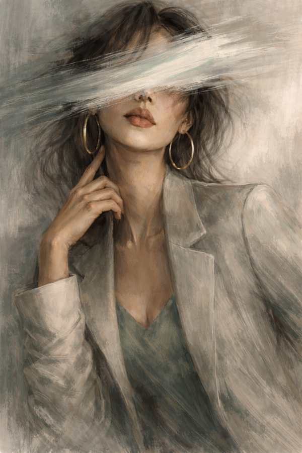 Modern Editorial Woman Portrait – Neutral Textured Canvas Modern editorial woman portrait canvas