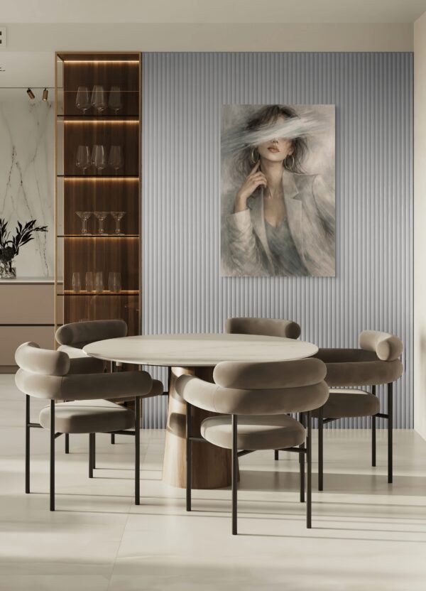 fashion_scene_000 Modern Editorial Woman Portrait Canvas – Neutral Textured Contemporary Feminine Wall Art - #23L