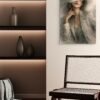 fashion_scene_3 Modern Editorial Woman Portrait Canvas – Neutral Textured Contemporary Feminine Wall Art - #23L