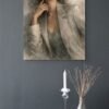 fashion_scene_4 Modern Editorial Woman Portrait Canvas – Neutral Textured Contemporary Feminine Wall Art - #23L