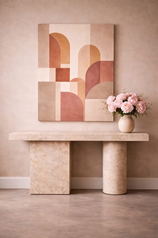 Luxury Terracotta Geometric Abstract Painting – Modern Arch Wall Art in Warm Neutral Tones - #GL5