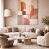 Luxury Terracotta Geometric Abstract Painting – Modern Arch Wall Art in Warm Neutral Tones - #GL5