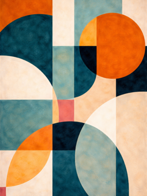 large mid-century geometric canvas