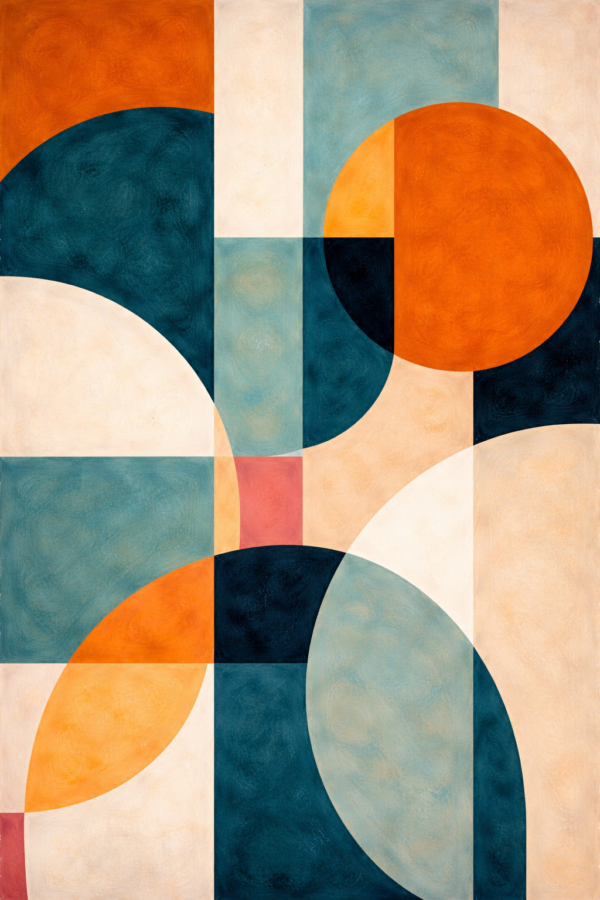 large mid-century geometric canvas