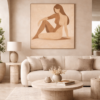 Neutral Abstract Female Figure Painting – Modern Minimalist Feminine Wall Art - #26L