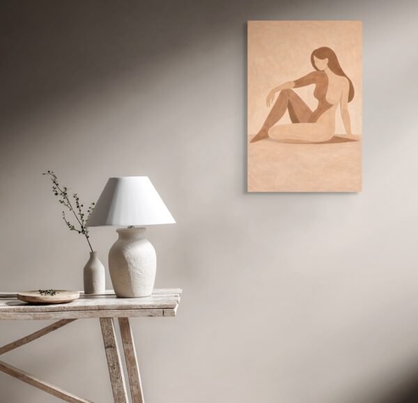 Neutral Abstract Female Figure Painting – Modern Minimalist Feminine Wall Art - #26L