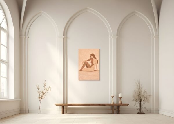 Neutral Abstract Female Figure Painting – Modern Minimalist Feminine Wall Art - #26L