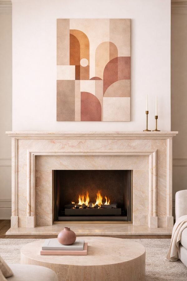 Luxury Terracotta Geometric Abstract Painting – Modern Arch Wall Art in Warm Neutral Tones - #GL5