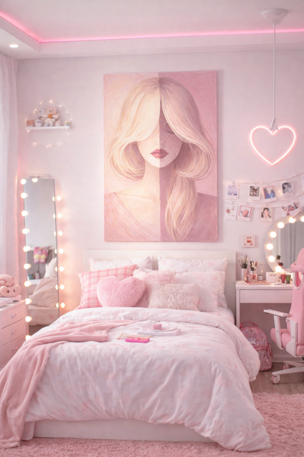 Gen Z Fashion Girl Wall Art – Minimal Modern Teen Bedroom Canvas - #13E