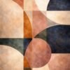 Contemporary geometric canvas art in terracotta and deep blue tones on contemporary canvas for modern interiors