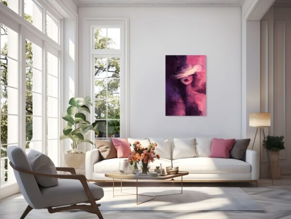 viola_scene_2 Large Plum Abstract Woman Painting – Modern Editorial Feminine Wall Art - #21L