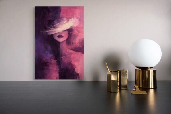 viola_scene_4 Large Plum Abstract Woman Painting – Modern Editorial Feminine Wall Art - #21L