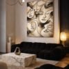 Large Neutral Abstract Faces Painting – Minimalist Beige Line Art Canvas for Modern Luxury Interiors - 48"