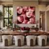 Large Burgundy Abstract Faces Painting – Modern Feminine Portrait Wall Art for Luxury Interiors - 42"