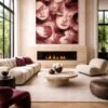 Large Burgundy Abstract Faces Painting – Modern Feminine Portrait Wall Art for Luxury Interiors - 42"