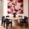 Large Burgundy Abstract Faces Painting – Modern Feminine Portrait Wall Art for Luxury Interiors - 42"